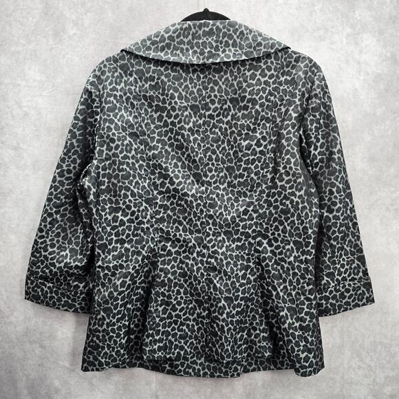 210. Alex Marie Black Gray Executive Jacket Coat Formal Animal Print Medium - Picture 5 of 8